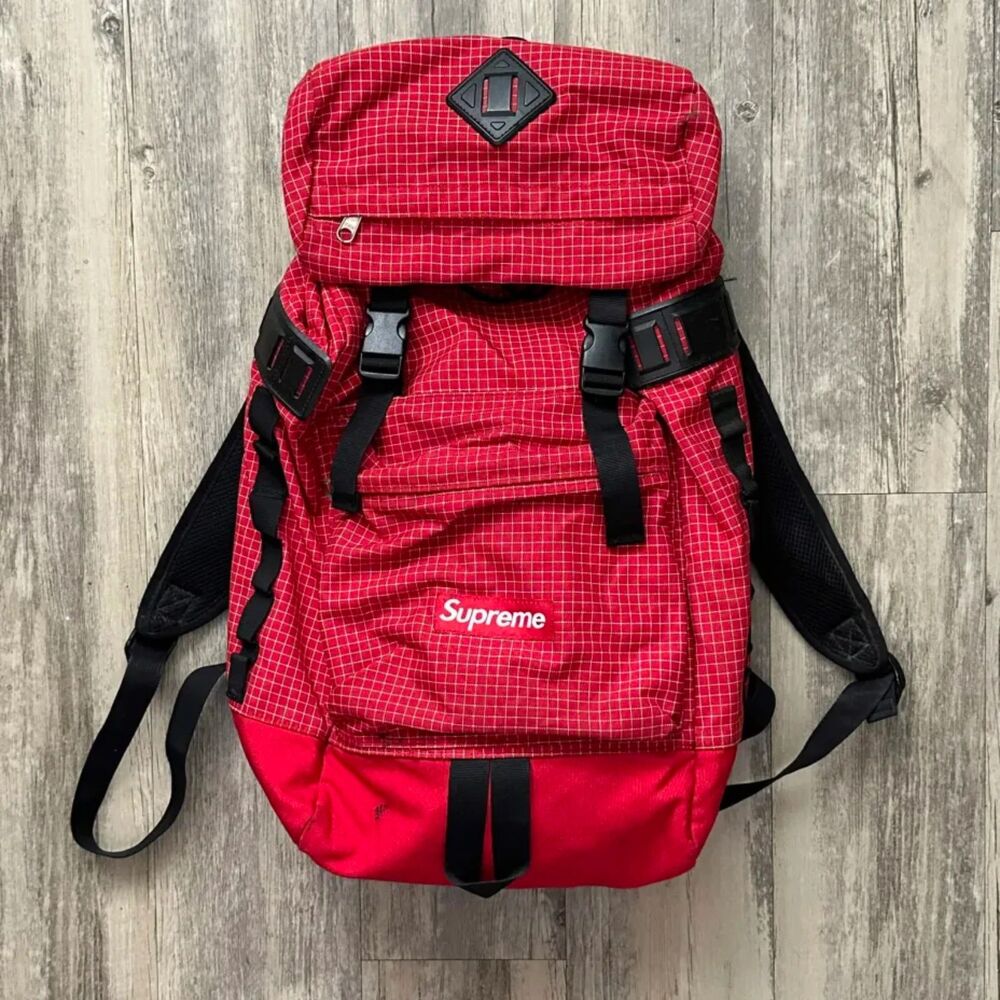 Vintage Supreme FW09 Red Grid Backpack RARE